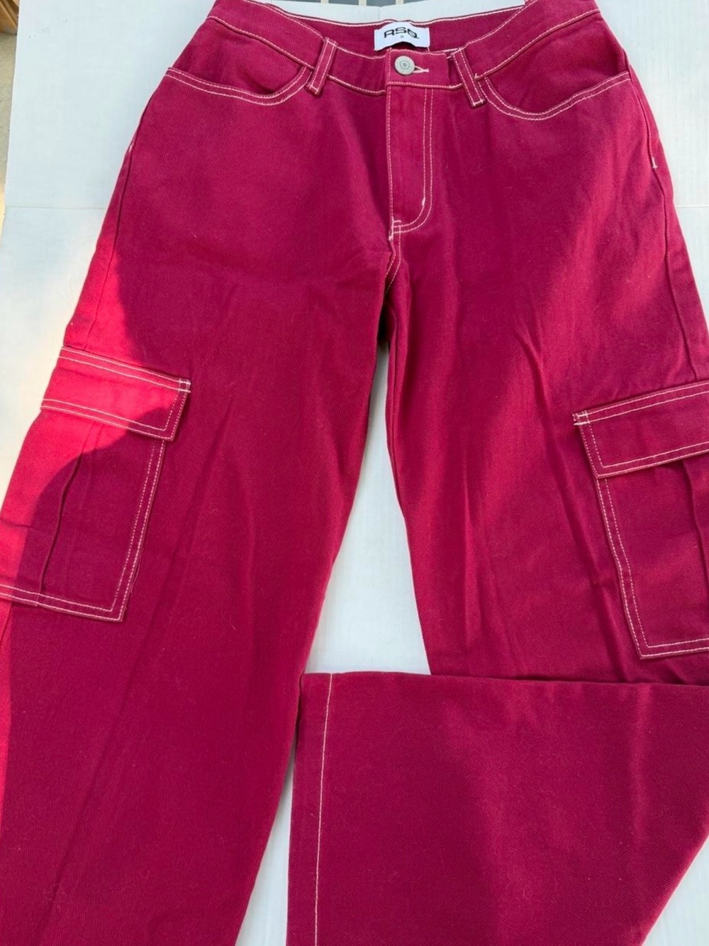 RSQ Burgundy Cargo Flare Jeans